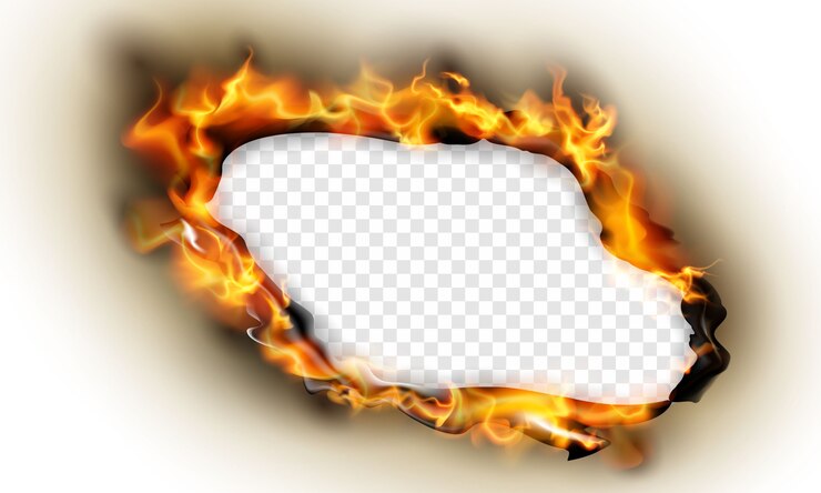 Vector el papel quemado afecta la quema de chispas al rojo vivo llamas de fuego realistas resumen de antecedentes