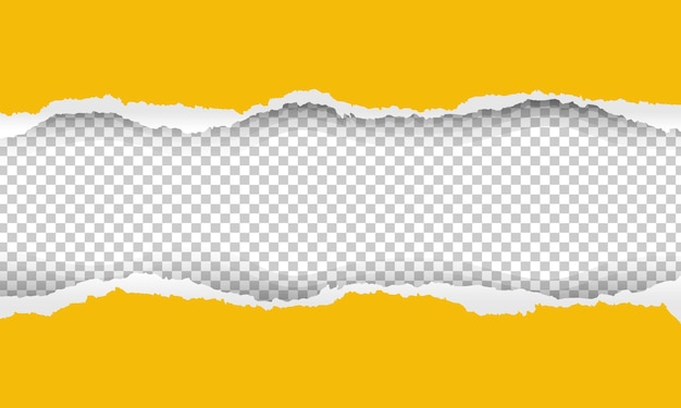 Papel rasgado amarillo con fondo transparente