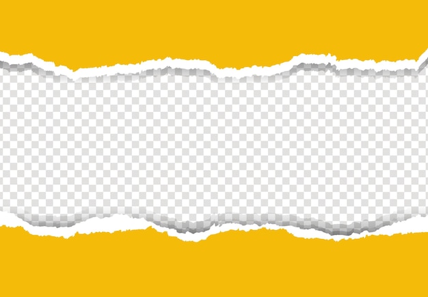 Papel rasgado amarillo y fondo transparente