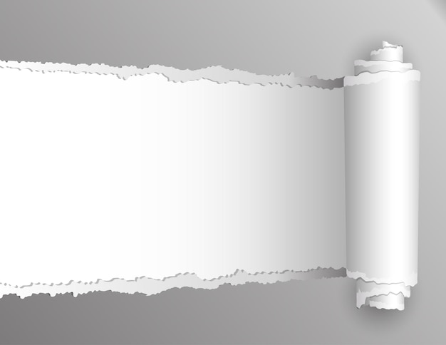 Papel rasgado con apertura mostrando fondo blanco.