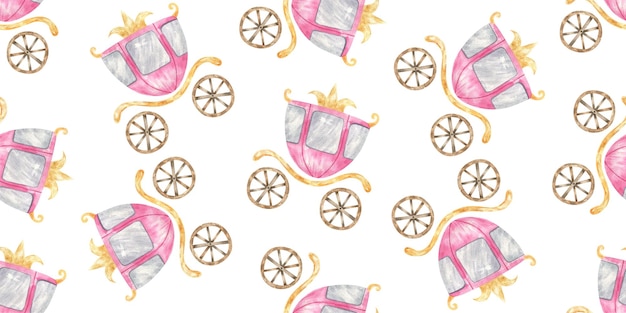 papel de regalo interminable con princesas de niñas con cabello largo y vestido brillante Lindo clipart Acuarela