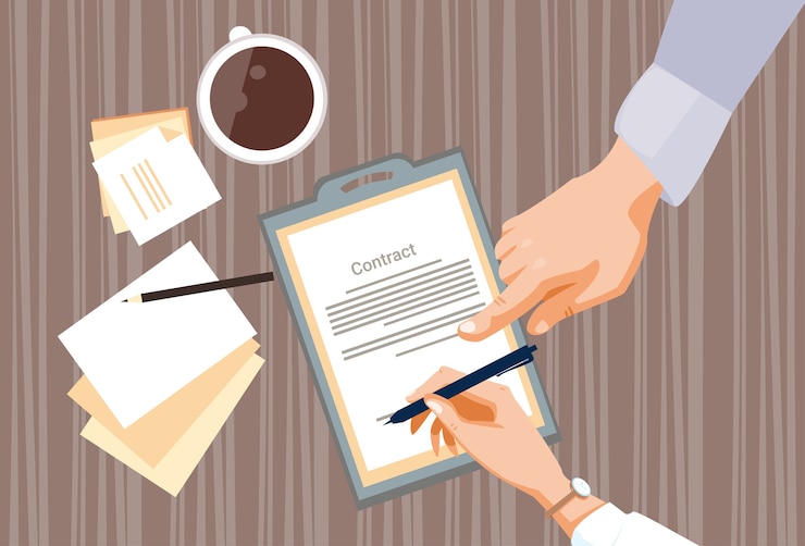Vector papel de registro de contrato