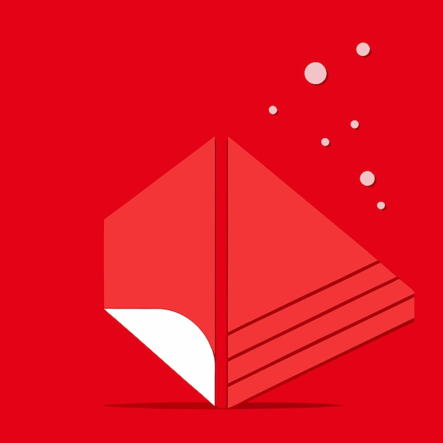 Un papel rojo y formas blancas sobre un fondo rojo