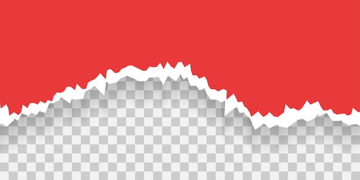Vector papel rojo rasgado sobre un fondo transparente