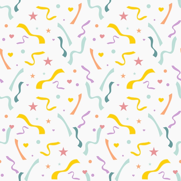 Papel tapiz de colores con confeti para cumpleaños sobre fondo blanco.