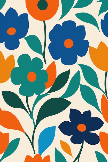 un papel tapiz colorido con flores y hojas