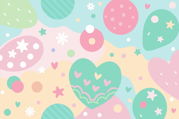 un papel tapiz colorido con un patrón en forma de corazón y corazones coloridos