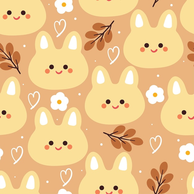 papel tapiz de dibujo animado sin costuras con conejo y flor para papel de envoltura de regalos textiles