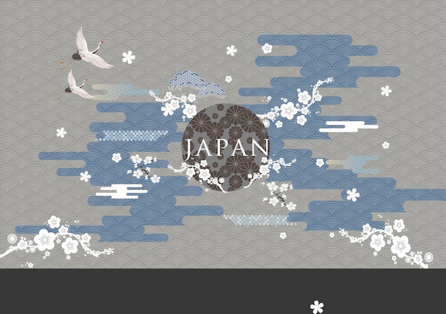 Un papel tapiz de estilo japonés con pájaros y la palabra Japón.
