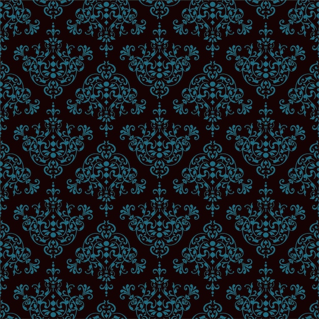 Papel tapiz floral decorativo de damasco de patrones sin fisuras y fondo real de adorno barroco
