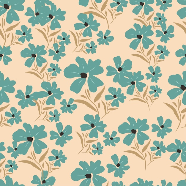 un papel tapiz floral con flores azules