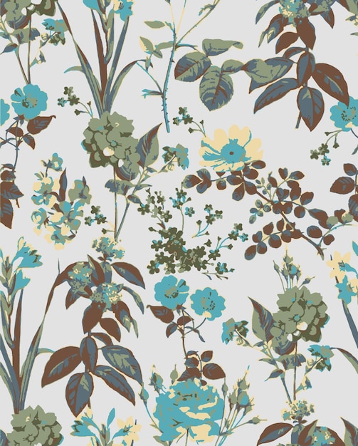 un papel tapiz floral con flores y bayas