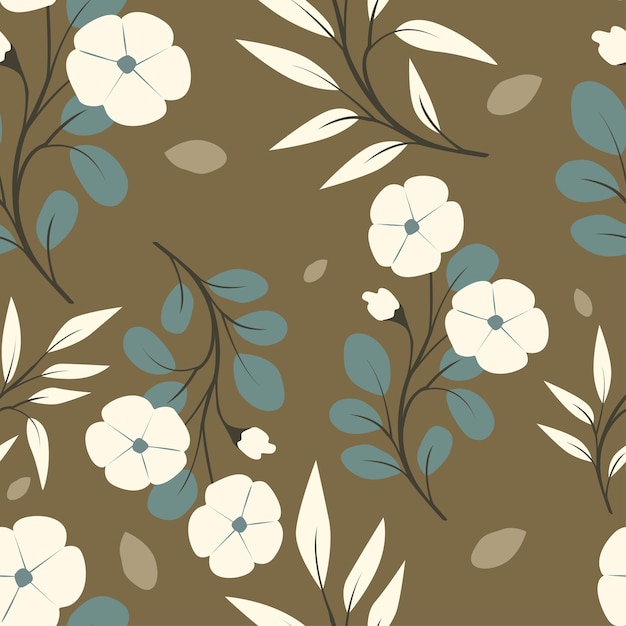 un papel tapiz floral con flores y hojas blancas