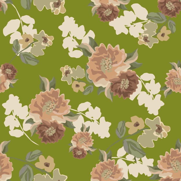 un papel tapiz floral con flores y hojas