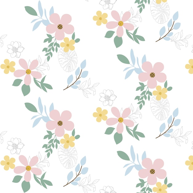 un papel tapiz floral con flores y hojas