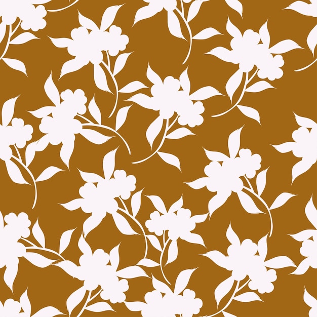 un papel tapiz con flores y hojas blancas