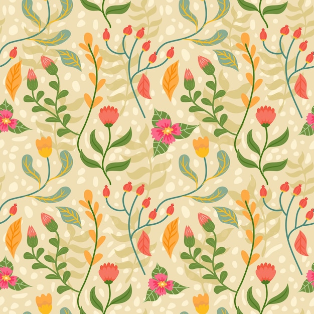 un papel tapiz con flores y hojas y una flor