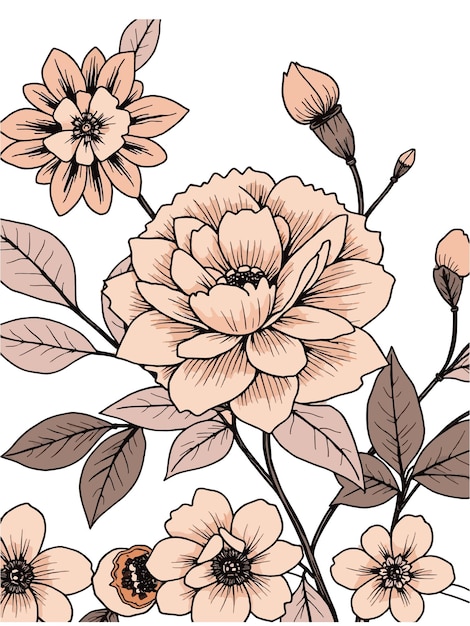 papel tapiz con flores y hojas vector de ilustración