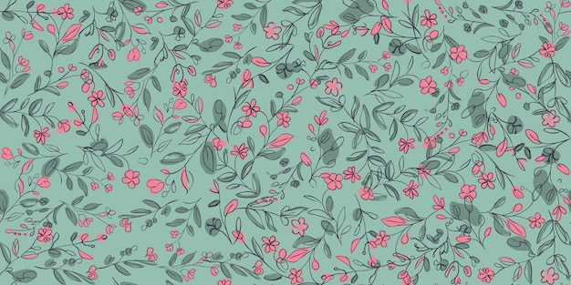 Papel tapiz de flores de rosa vibrante con patrones florales creativos para la moda y el diseño