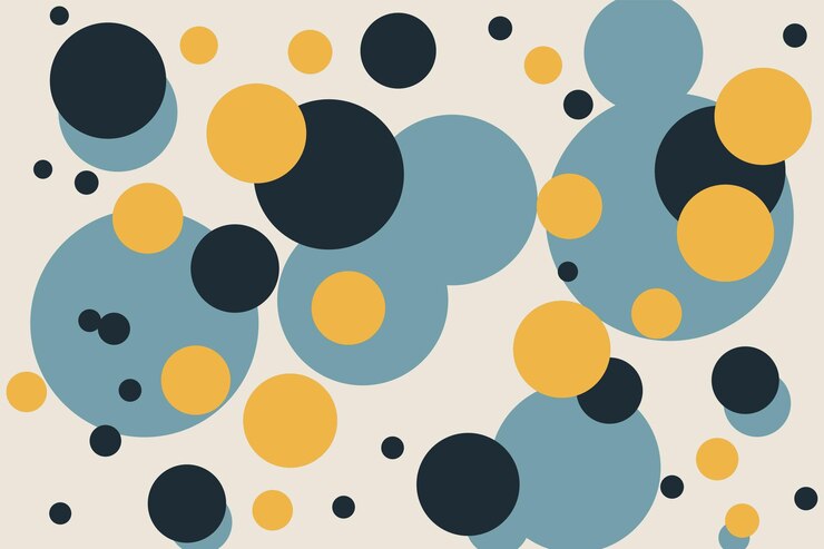 Papel tapiz de fondo abstracto de punto armónico que tiene un círculo azul y amarillo en él