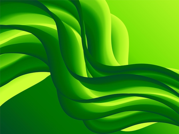 Papel tapiz de fondo de líneas onduladas verdes modernas 3d