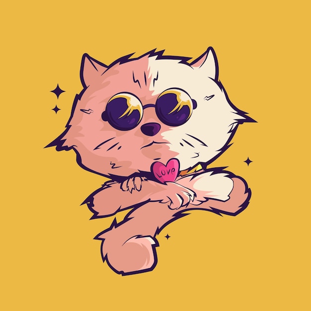 El papel tapiz de la ilustración del arte del gato es lindo