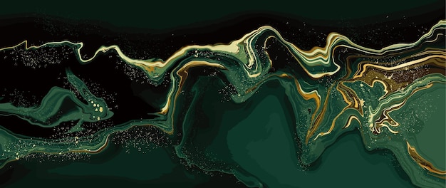 Vector papel tapiz de lujo mármol verde y oro textura de fondo abstracta mármol de esmeralda verde oscuro
