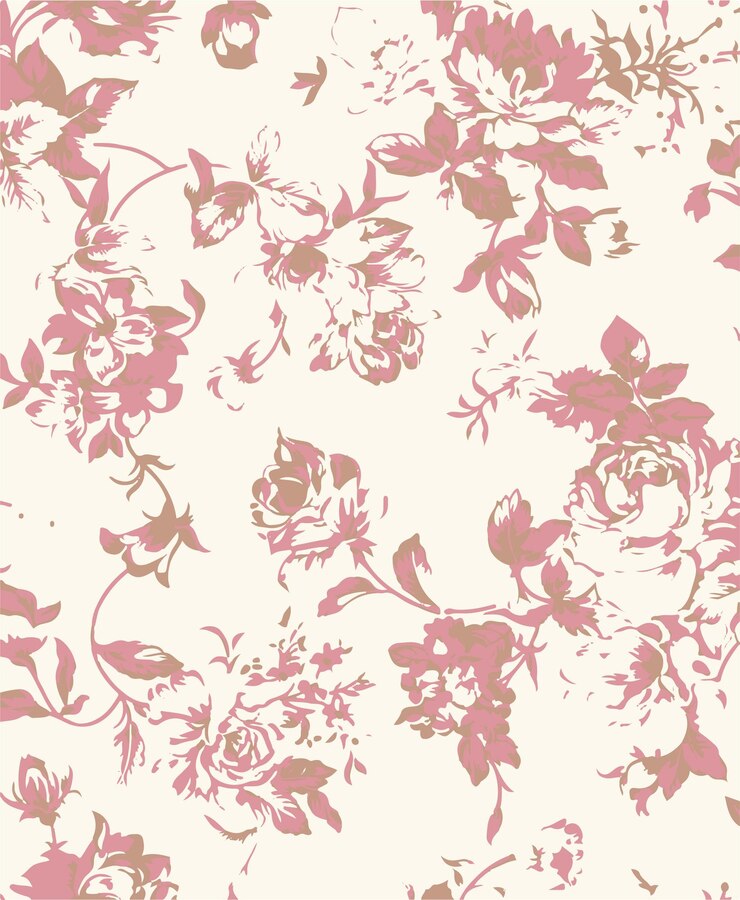 un papel tapiz con un patrón floral y una flor rosa