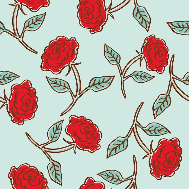 un papel tapiz con rosas rojas y hojas verdes