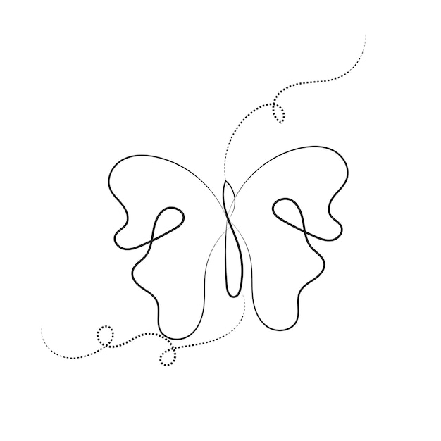 Papel tapiz vectorial con contorno de mariposa plana lineal