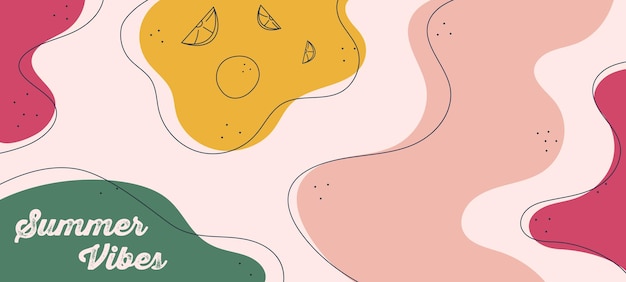 Papel tapiz de verano arte decorativo estacional y ilustración vectorial de una bandera de un fondo abstracto