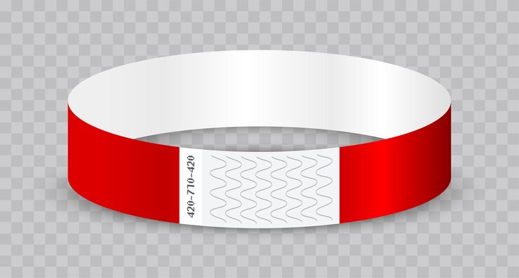 Vector papel vacío o pulsera tyvek o pulsera pulsera de papel de evento de entrada de mano pegajosa aislada en un fondo transparente