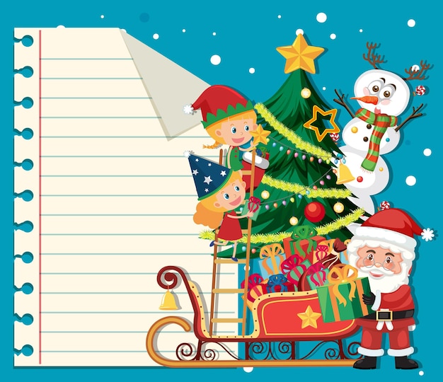 Papel vacío en tema de Navidad con Santa Claus
