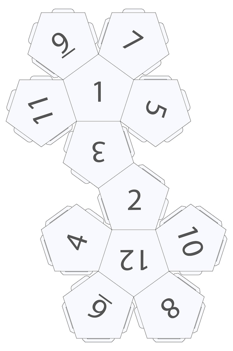 Vector papel vectorial y cortado por láser plantilla de dados d12