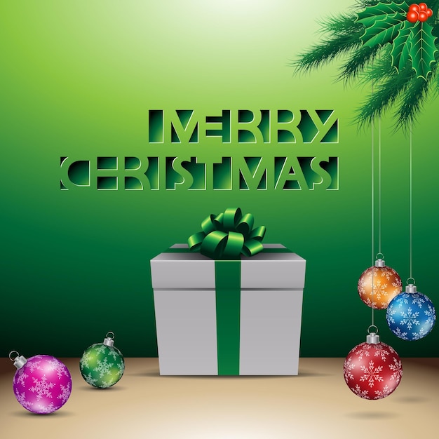 Papel Verde Cortado Fondo Feliz Navidad Ilustración Vectorial