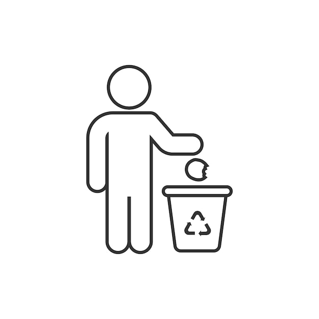 Papelera con icono de personas en estilo plano Reciclar ilustración vectorial sobre fondo blanco aislado Concepto de negocio de signo de cesta de basura