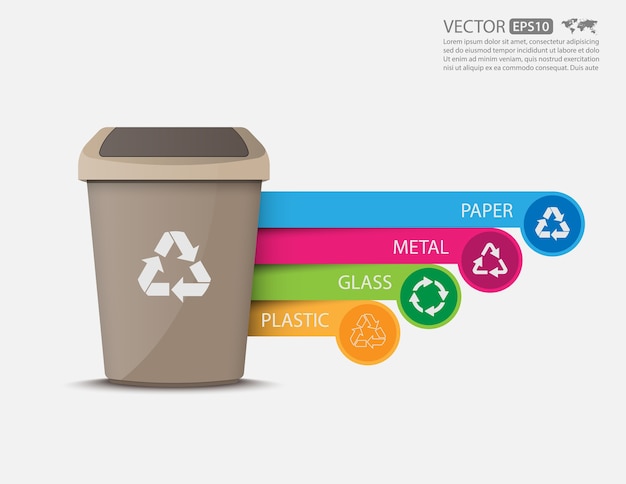 Vector papeleras de reciclaje infographic.vector
