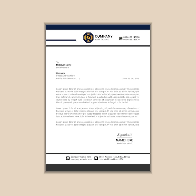 Papelería comercial redefinida como una plantilla de membrete contemporánea
