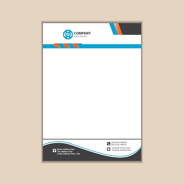 Papelería corporativa contemporánea Un membrete A4 minimalista con sangrado para un diseño limpio