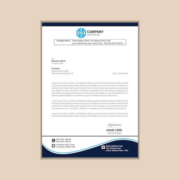 Papelería corporativa contemporánea Un membrete A4 minimalista con sangrado para un diseño limpio