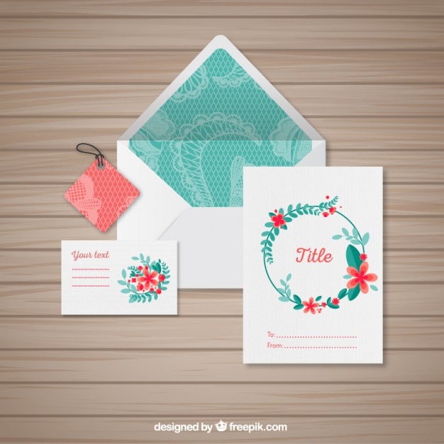 Vector papelería floral