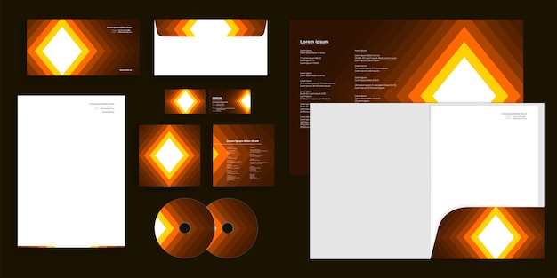 Papelería de identidad empresarial corporativa dynamic neon orange diamond shine