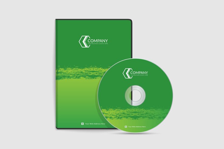Vector papelería de marca comercial profesional de cubierta de dvd corporativo verde