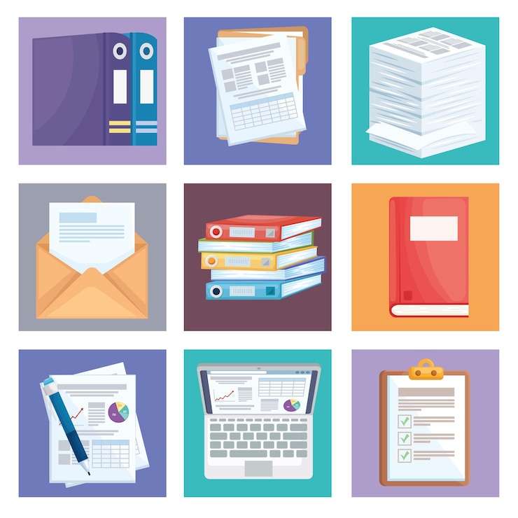 Vector papelería de oficina de iconos