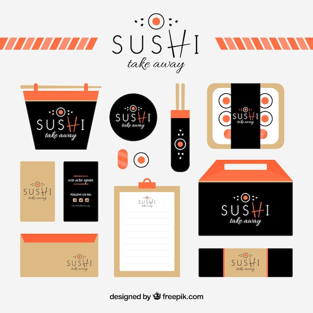 Papelería de restaurante de sushi