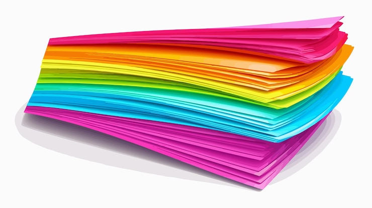 Vector papeles de colores vibrantes en una ilustración vectorial de fondo blanco
