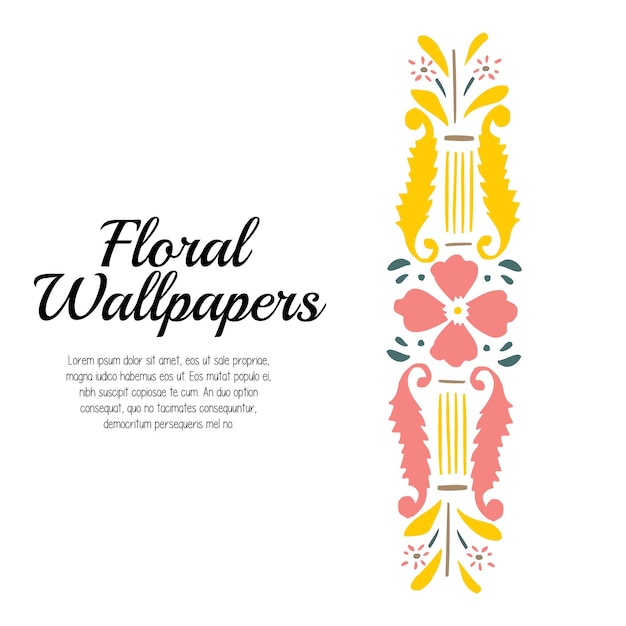 Papeles de pared florales con bordes decorativos