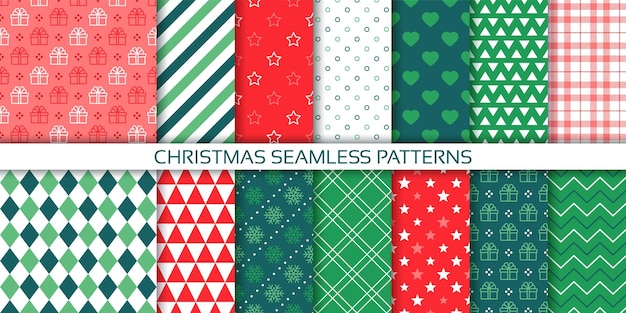 Papeles de pared de Navidad Patrón sin costuras Fondo de Navidad Set de papel de envoltura de vacaciones Textura roja verde
