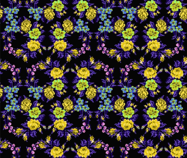 Papeles de pared o textiles Círculo de color Roca de flores rosas manzanilla y flores de maíz