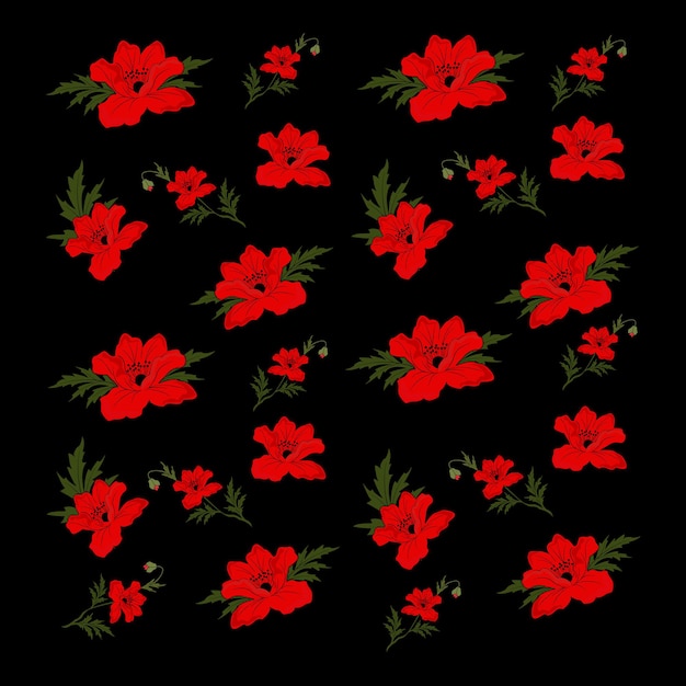 Papern Amapola roja con capullo y tallo verde Flores de amapola en flor Papel pintado